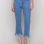 Cropped Jeans with Fringed Hem - Sugar River Shoppe