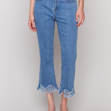 Cropped Jeans with Fringed Hem - Sugar River Shoppe