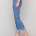 Cropped Jeans with Fringed Hem - Sugar River Shoppe