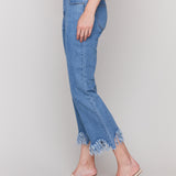 Cropped Jeans with Fringed Hem - Sugar River Shoppe