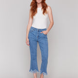 Cropped Jeans with Fringed Hem - Sugar River Shoppe