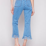 Cropped Jeans with Fringed Hem - Sugar River Shoppe