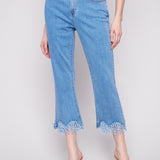 Cropped Jeans with Fringed Hem - Sugar River Shoppe