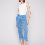 Cropped Jeans with Fringed Hem - Sugar River Shoppe