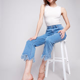 Cropped Jeans with Fringed Hem - Sugar River Shoppe