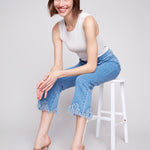Cropped Jeans with Fringed Hem - Sugar River Shoppe