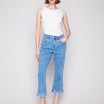 Cropped Jeans with Fringed Hem - Sugar River Shoppe