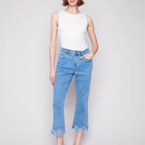 Cropped Jeans with Fringed Hem - Sugar River Shoppe