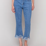Cropped Jeans with Fringed Hem - Sugar River Shoppe
