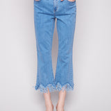 Cropped Jeans with Fringed Hem - Sugar River Shoppe