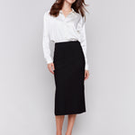 Knee Length Skirt with Side Slits and Pockets - Sugar River Shoppe