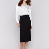 Knee Length Skirt with Side Slits and Pockets - Sugar River Shoppe
