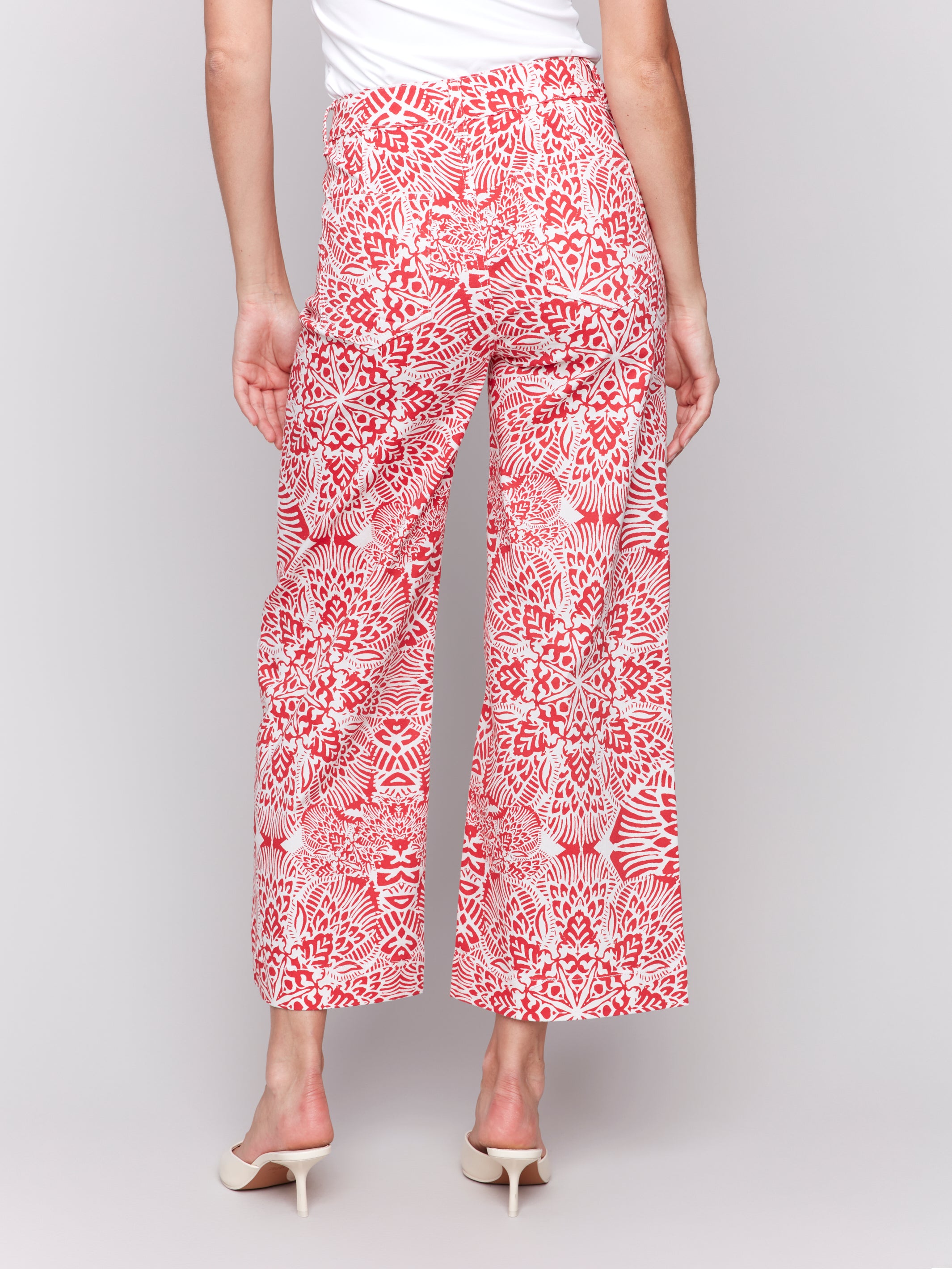 Printed Patch Pocket Flare Pants - Sugar River Shoppe