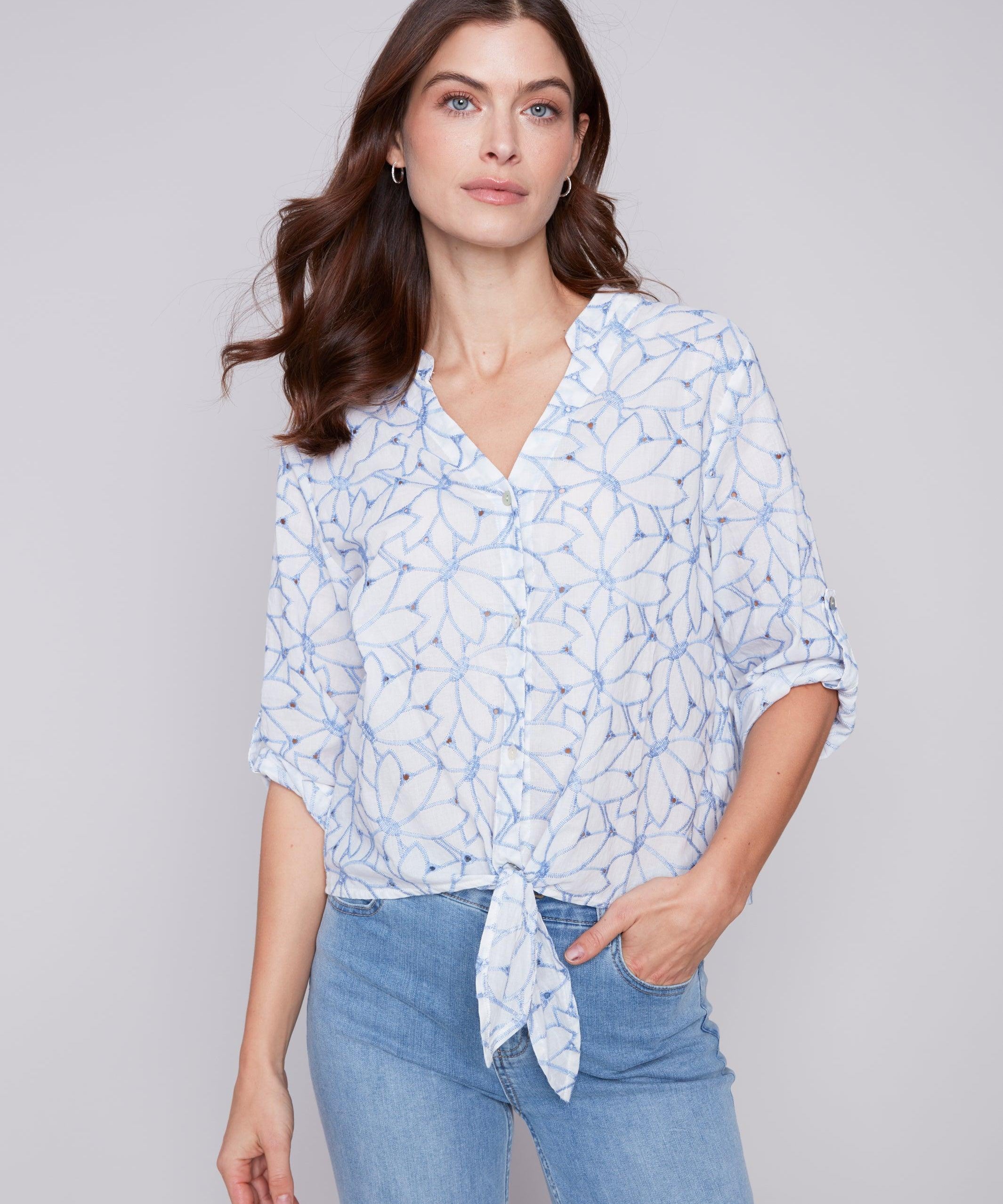 Long Sleeve Shirt with Button and Knot - Sugar River Shoppe
