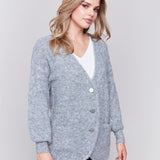 Boucle Knit Long Cardigan With Front Button - Sugar River Shoppe