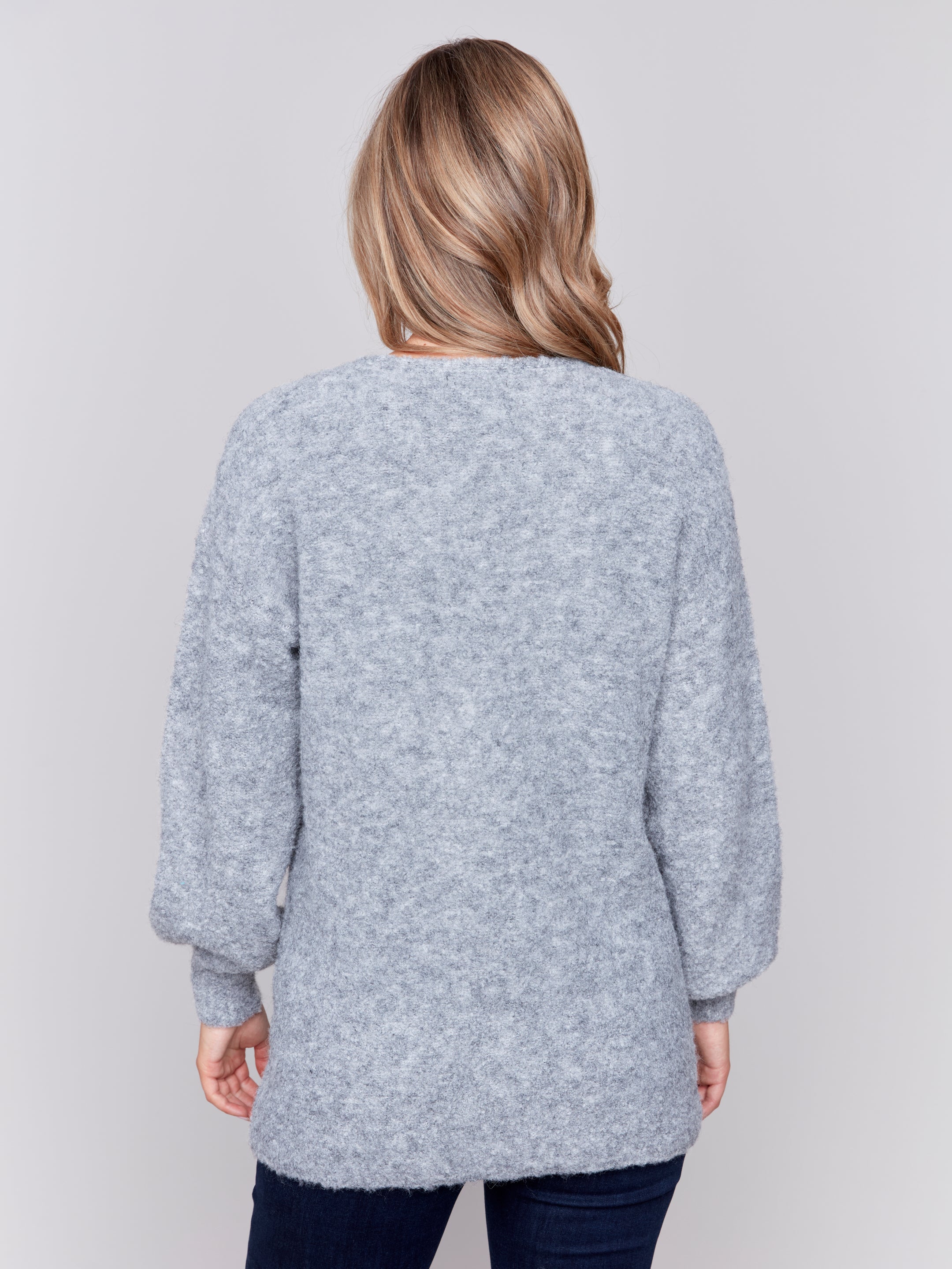 Boucle Knit Long Cardigan With Front Button - Sugar River Shoppe