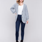 Boucle Knit Long Cardigan With Front Button - Sugar River Shoppe
