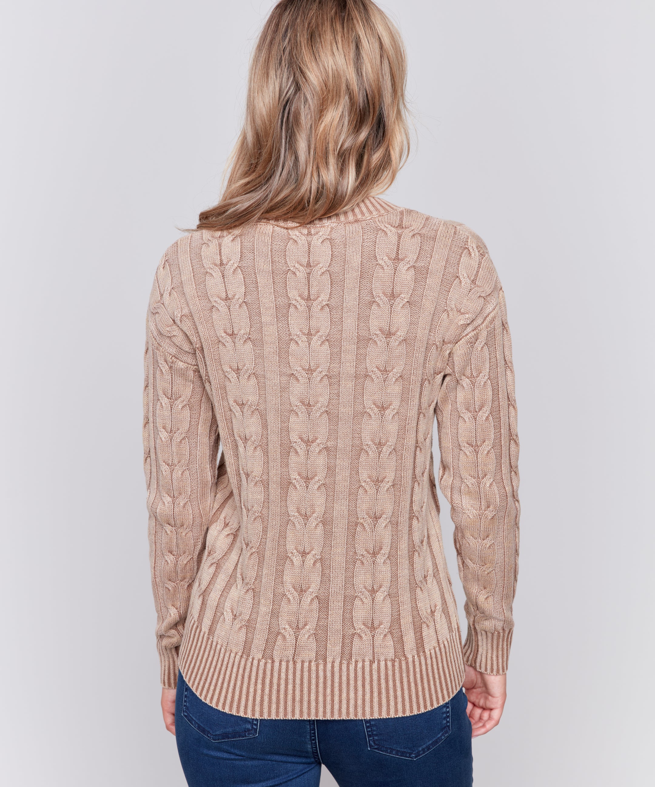 Cold Dye Cable Knit Sweater - Sugar River Shoppe