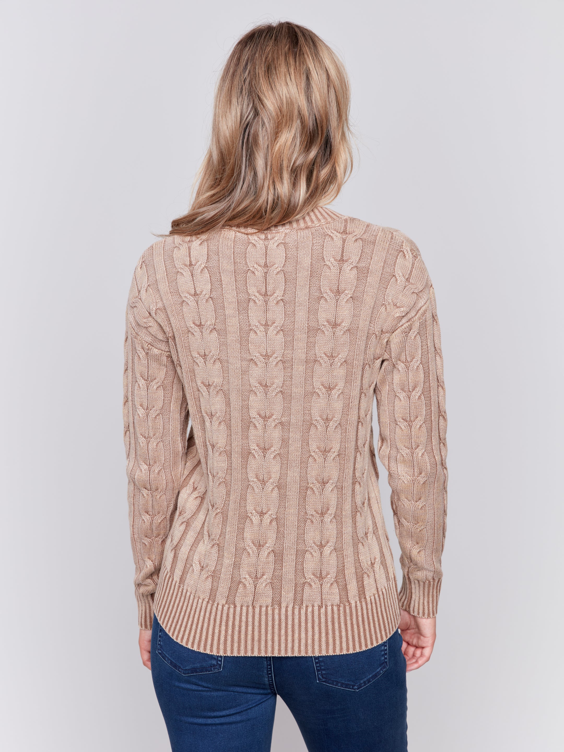 Cold Dye Cable Knit Sweater - Sugar River Shoppe