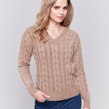 Cold Dye Cable Knit Sweater - Sugar River Shoppe