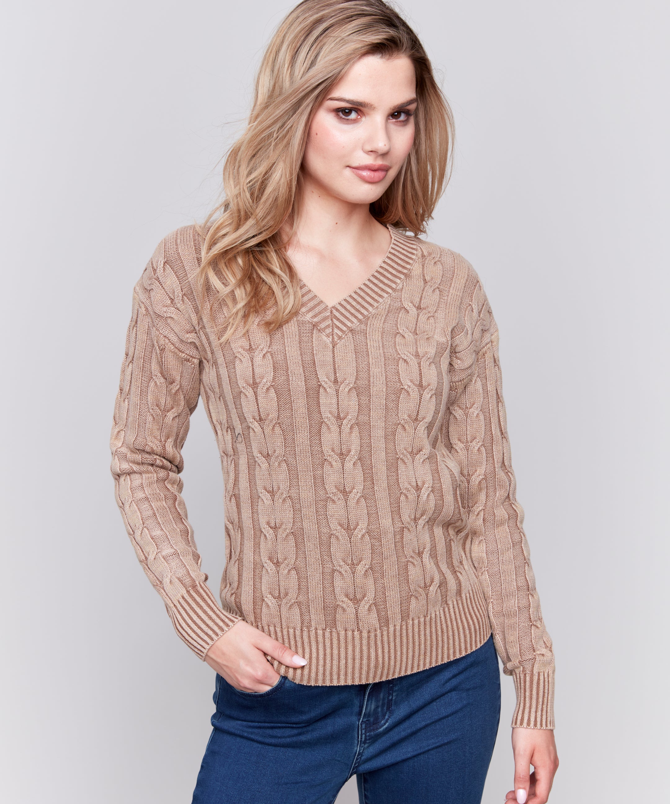 Cold Dye Cable Knit Sweater - Sugar River Shoppe