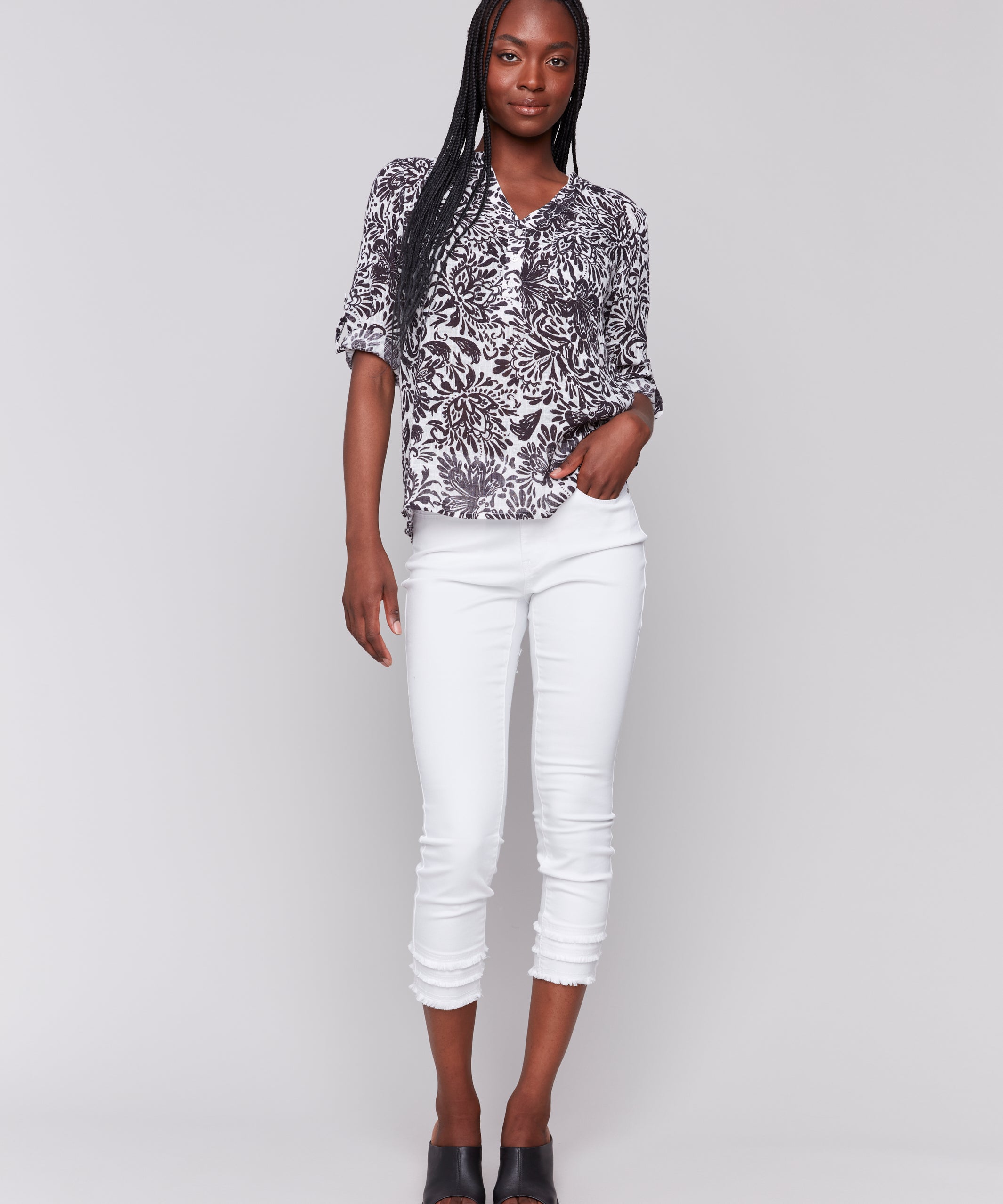 Cotton Gauze Half Button Blouse - Sugar River Shoppe