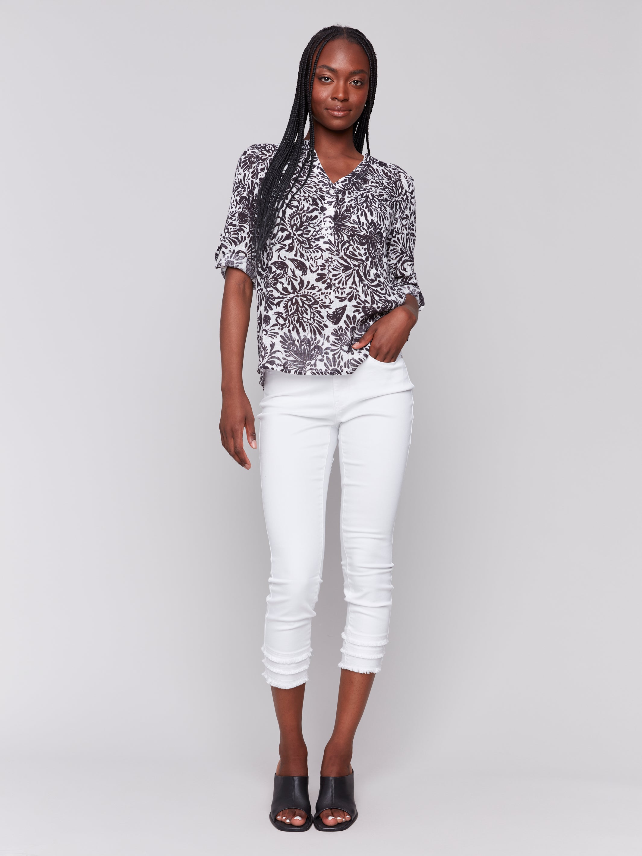 Cotton Gauze Half Button Blouse - Sugar River Shoppe