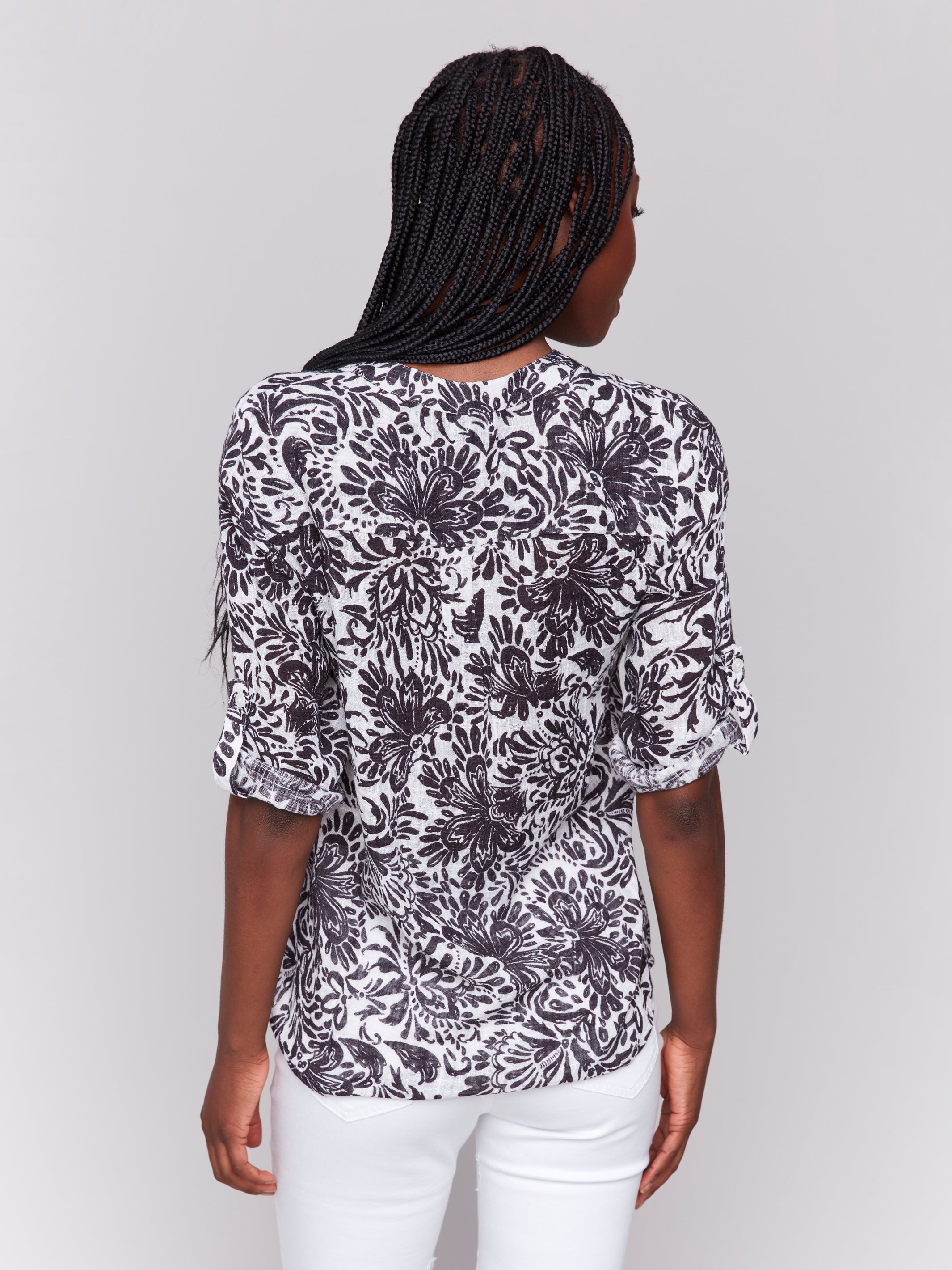 Cotton Gauze Half Button Blouse - Sugar River Shoppe