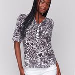Cotton Gauze Half Button Blouse - Sugar River Shoppe