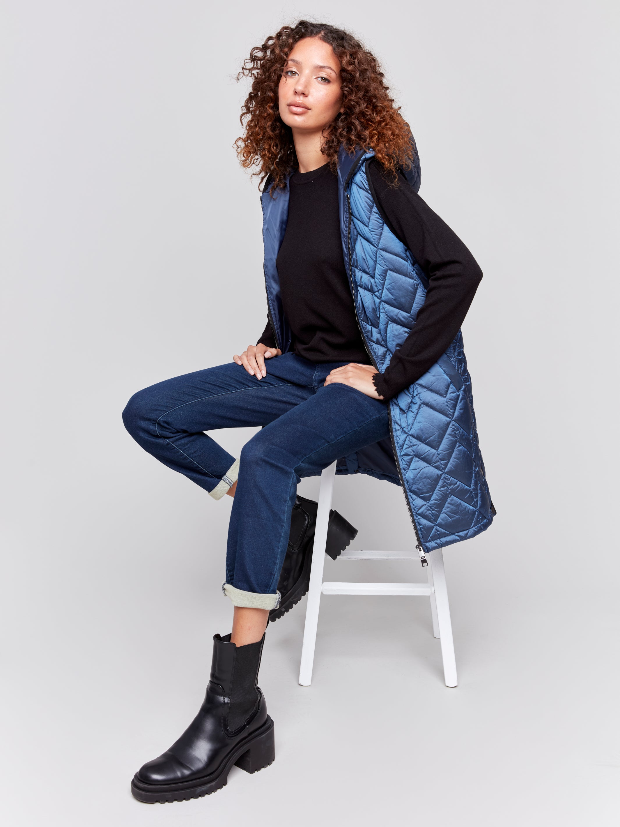 Hooded Quilted Vest with Pockets - Sugar River Shoppe