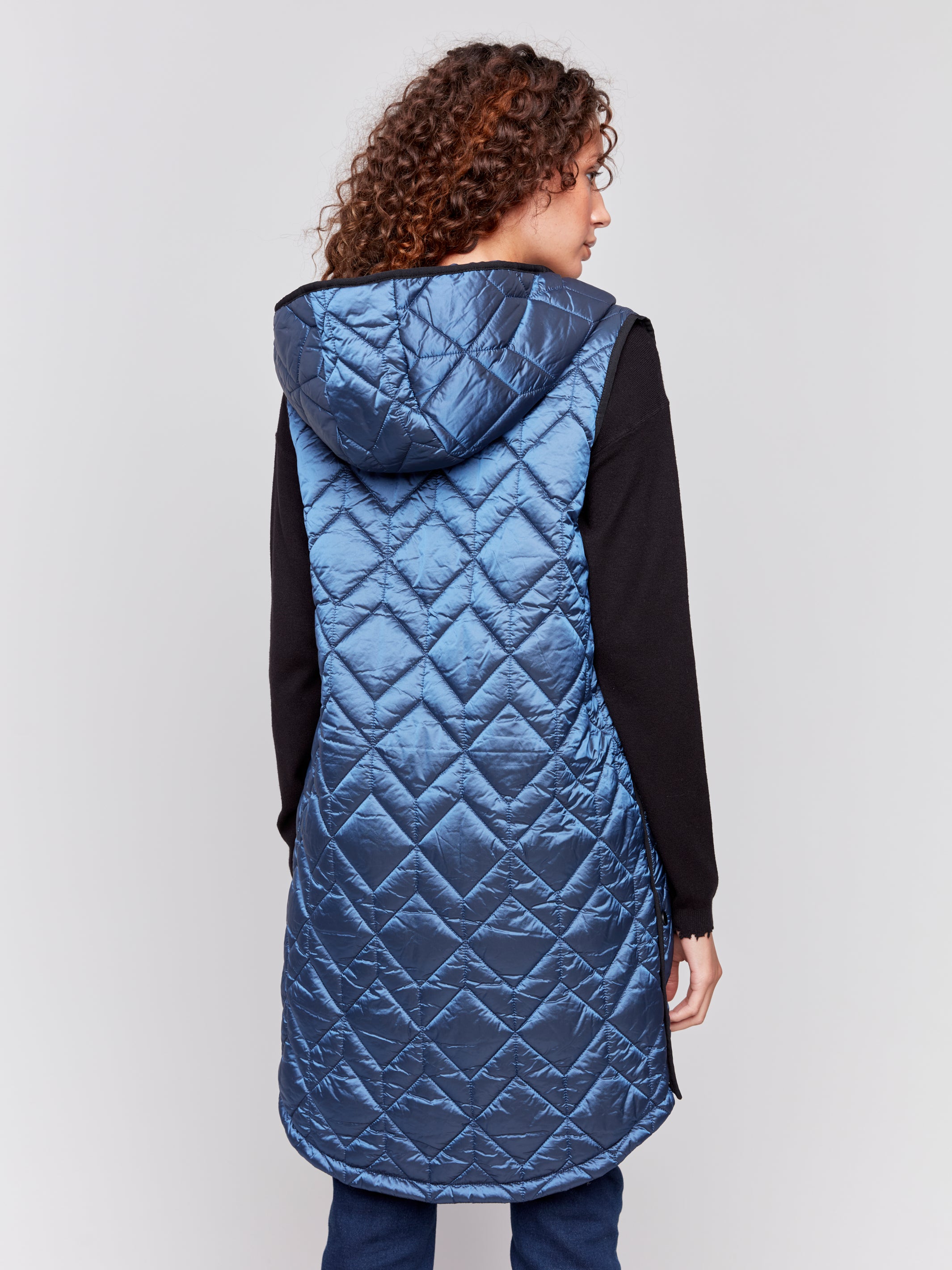 Hooded Quilted Vest with Pockets - Sugar River Shoppe
