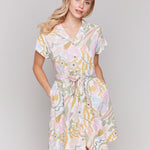 Linen Blend Short Sleeve Button-Front Dress - Sugar River Shoppe