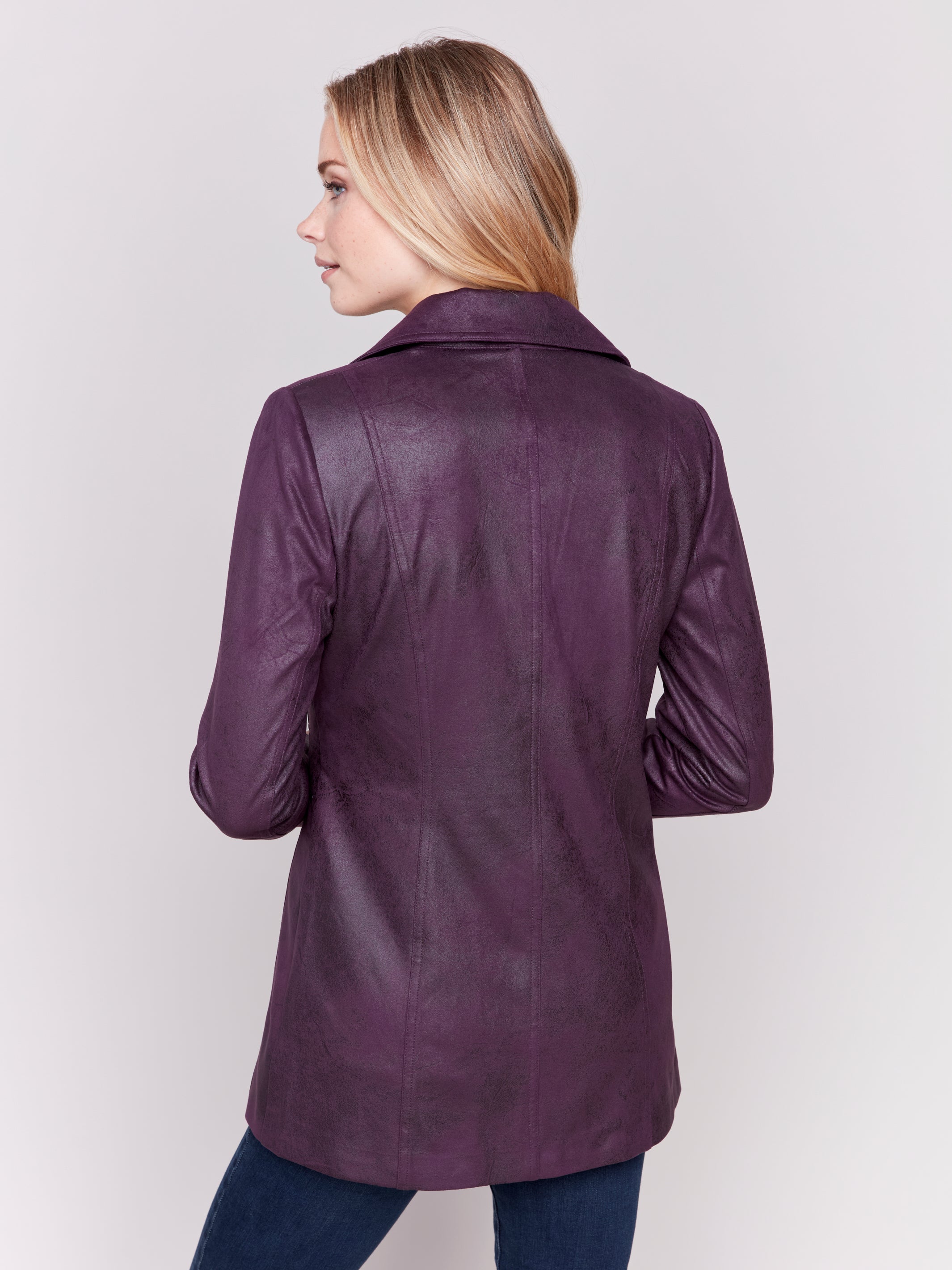 Long Faux Suede Moto Jacket - Sugar River Shoppe