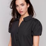 Poplin Puff Sleeve Button-Down Maxi Dress - Sugar River Shoppe