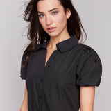Poplin Puff Sleeve Button-Down Maxi Dress - Sugar River Shoppe