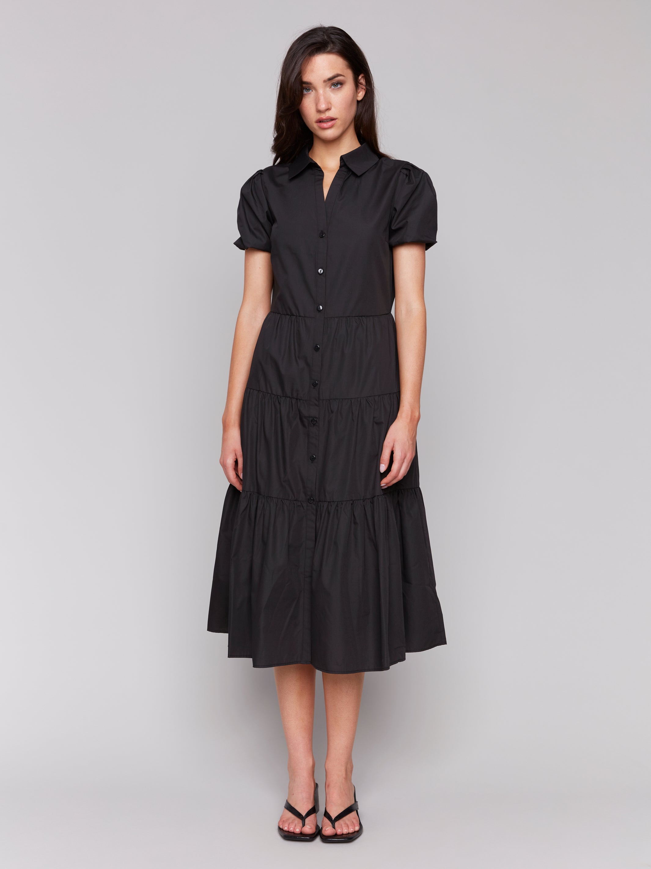 Poplin Puff Sleeve Button-Down Maxi Dress - Sugar River Shoppe