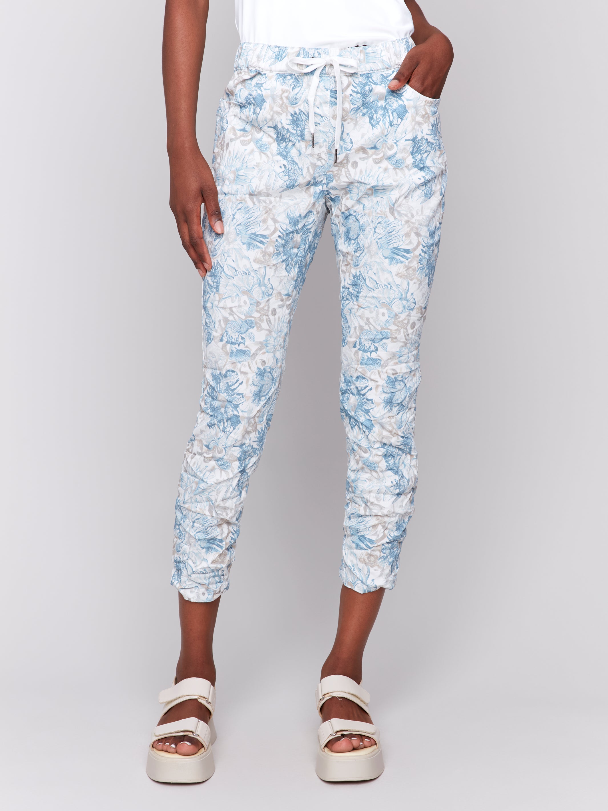 Printed Crinkle Bengaline Jogger Pant - Sugar River Shoppe
