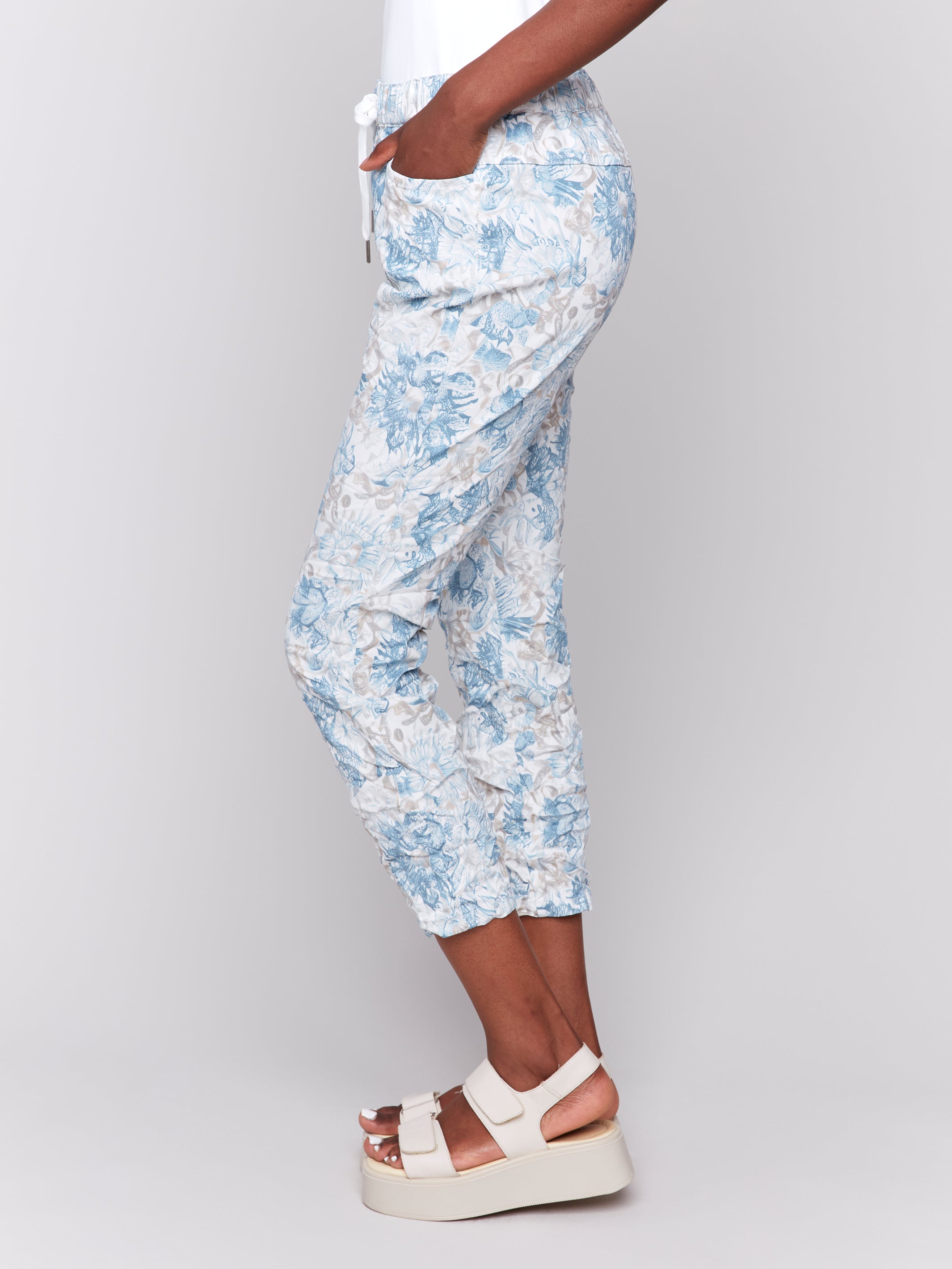 Printed Crinkle Bengaline Jogger Pant - Sugar River Shoppe