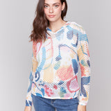 Printed Fishnet Crochet Hoodie - Sugar River Shoppe