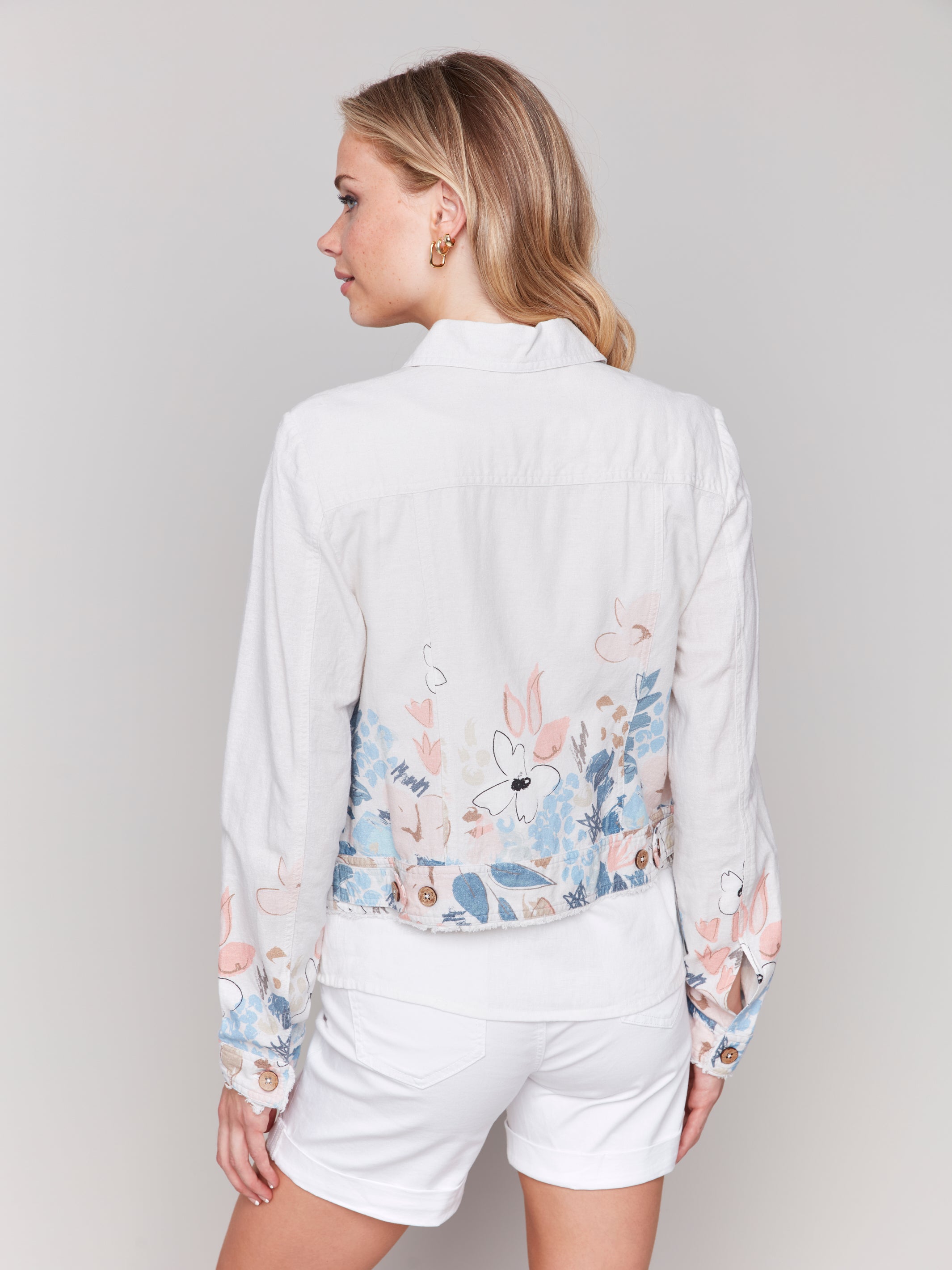 Printed Linen Blend Jacket - Sugar River Shoppe