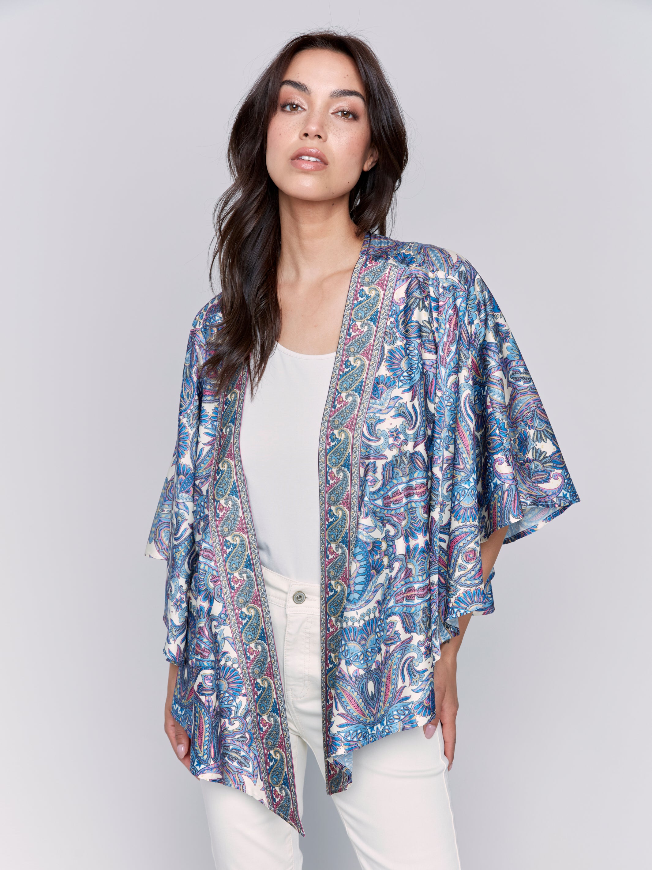 Printed Satin Kimono - Sugar River Shoppe