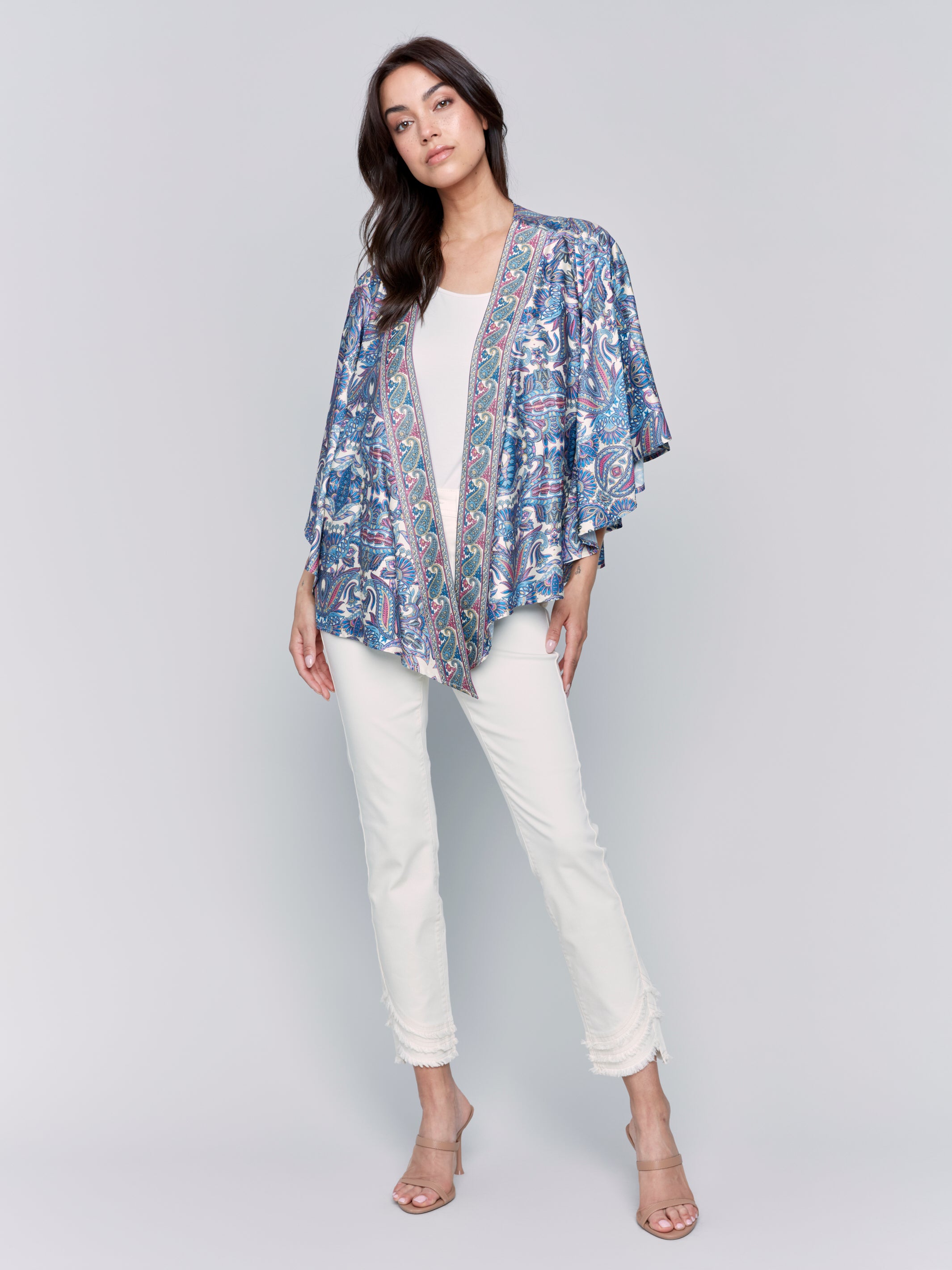 Printed Satin Kimono - Sugar River Shoppe