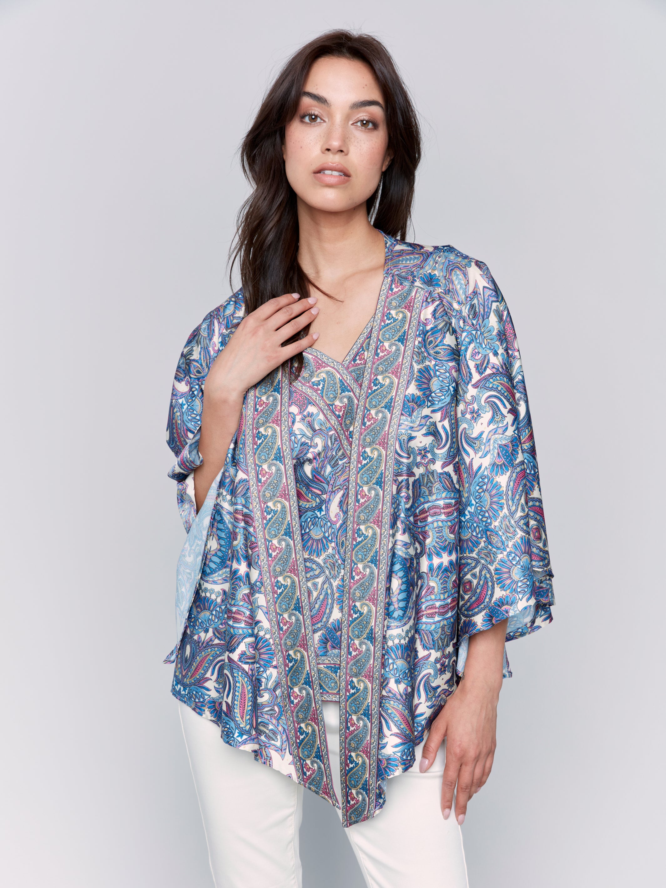 Printed Satin Kimono - Sugar River Shoppe