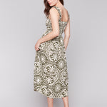 Printed Sleeveless Midi Dress with Shirring Detail - Sugar River Shoppe