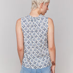 Printed Sleeveless Ruffle Neck Top - Sugar River Shoppe