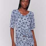 Printed V Neck Top With Twist Front - Sugar River Shoppe