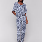 Printed V Neck Top With Twist Front - Sugar River Shoppe