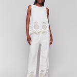Sleeveless Linen Top with Eyelet Embroidery - Sugar River Shoppe
