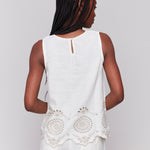 Sleeveless Linen Top with Eyelet Embroidery - Sugar River Shoppe