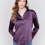 Solid Gutsy Satin Button-Down Shirt - Sugar River Shoppe
